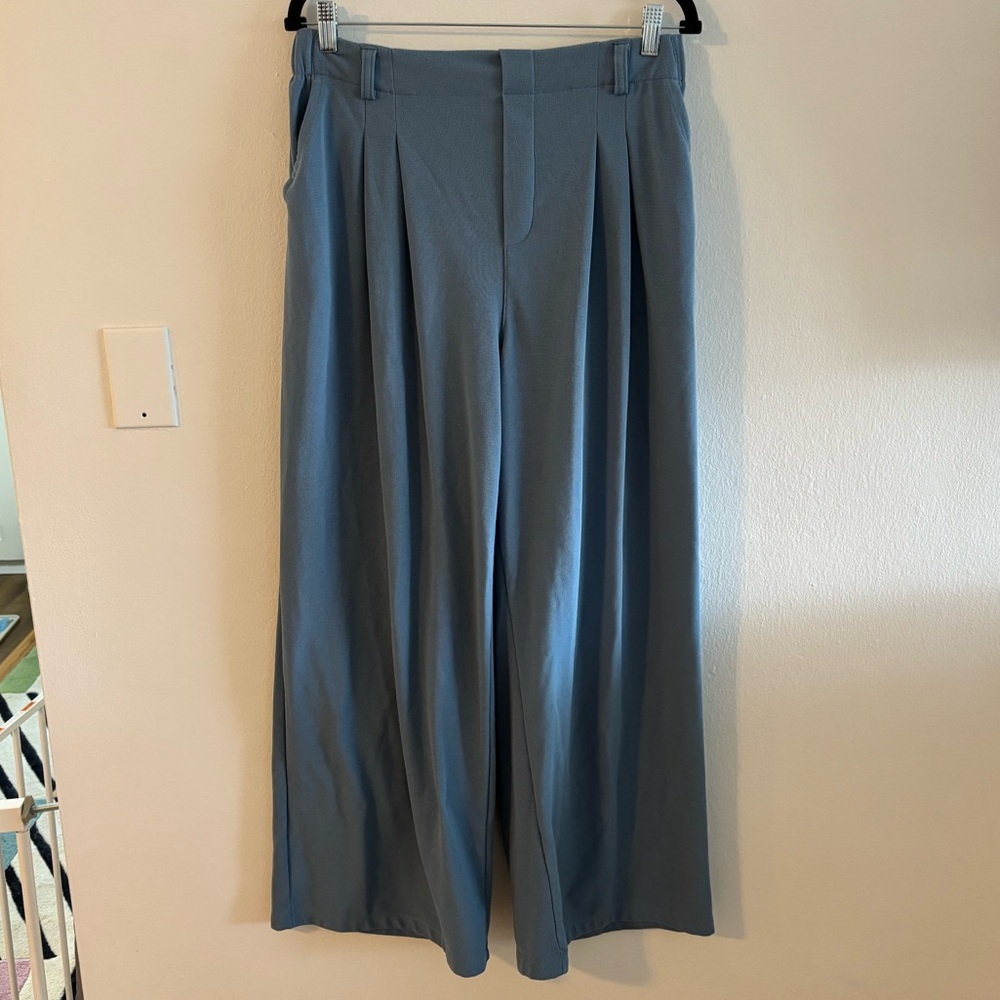 Halara Blue Pleated Wide Leg Waffle Pants- XL Long